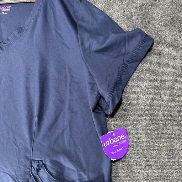 Urbane Ultimate Top Size 4XL Navy Blue Short Sleeve Pockets V Neck NEW - Picture 6 of 10